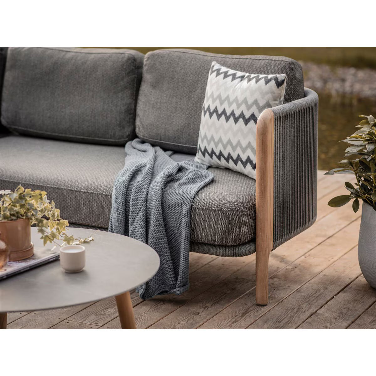 Bramblecrest Copenhagen Corner Sofa Patio Set with Duo round Coffee Tables
