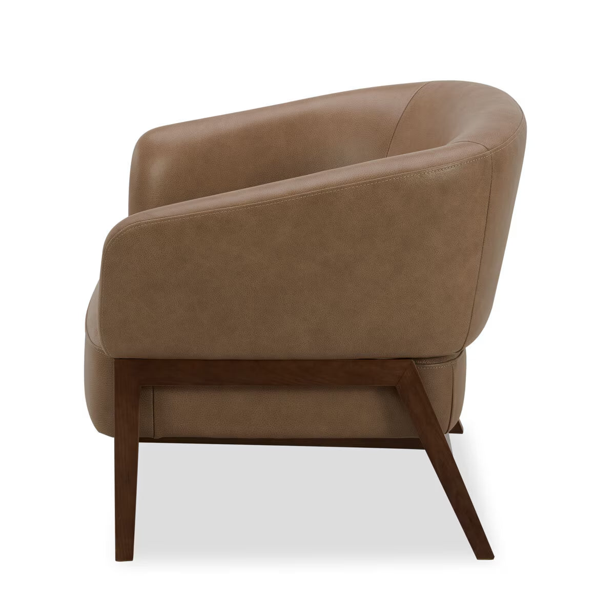 Aiden & Ivy Brown Leather Barrel Armchair
