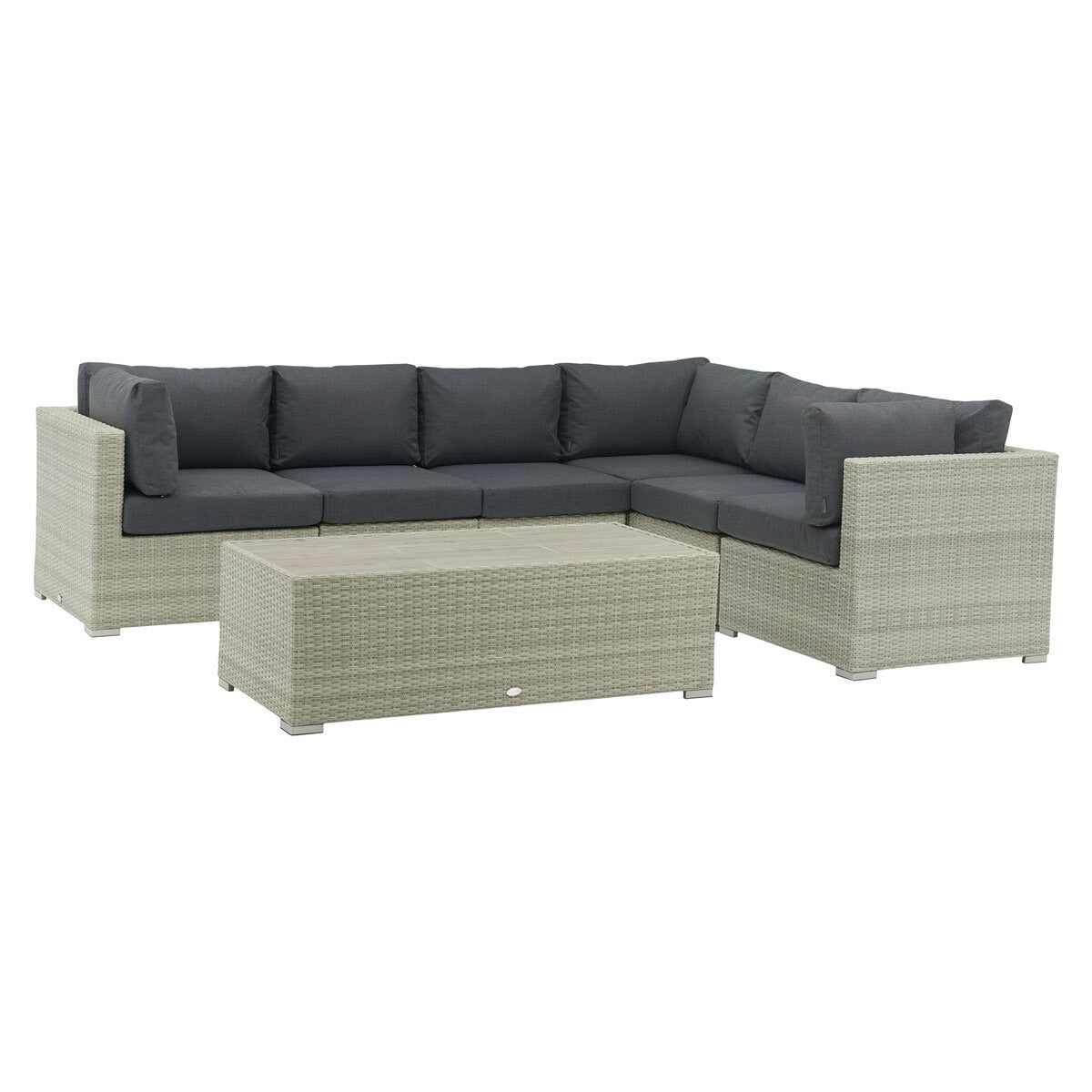 Bramblecrest Kingscote Rattan Deep Seating Corner Sofa Patio Set in Cloud Grey