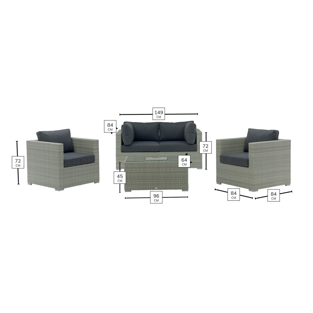 Bramblecrest Kingscote Cloud Rattan 4 Piece Deep Seating Set with Ice Bucket Coffee Table