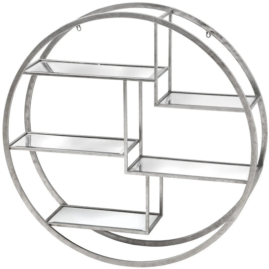 Large Circular Silver Wall Hanging Multi Shelf Furniture > Display Units > Shelf Unit BlissVeranda