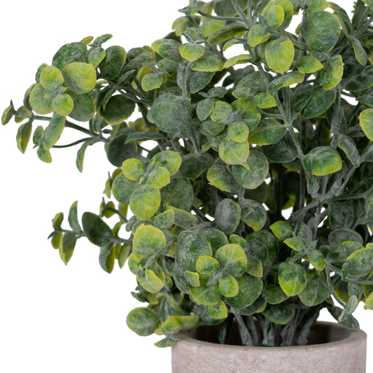 Artificial green plant in a pot on a white background