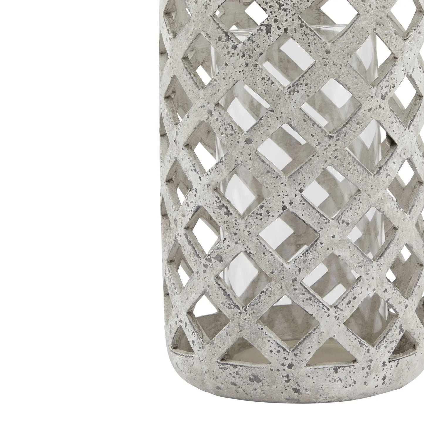 Large Grey Stone Effect Hurricane Lantern BlissVeranda
