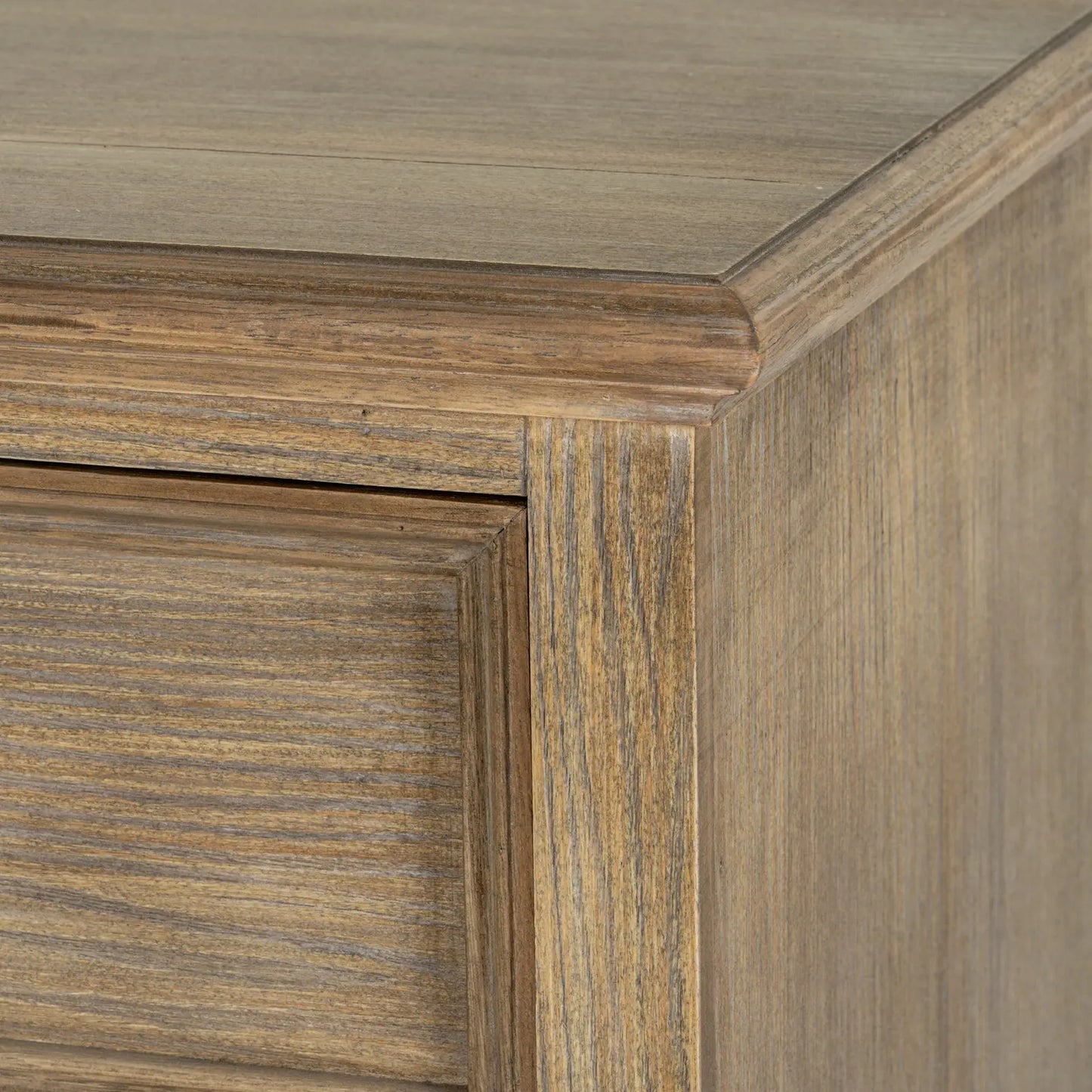 Close-up of wooden paneling with a focus on texture and finish.