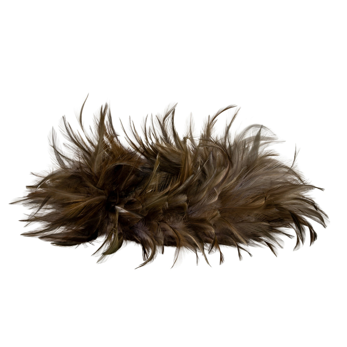 Brown feathered object on a white background