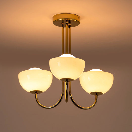 Brass 3 light dome ceiling light - BlissVeranda