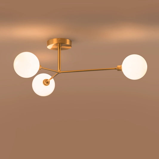 Brass 3 light flush ceiling light Flush Ceiling Light BlissVeranda