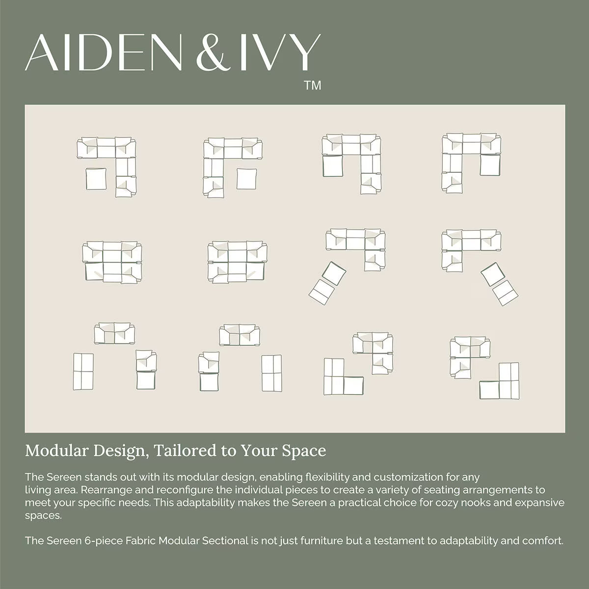 Luxurious Aiden & Ivy Beige 6-Piece Modular Sofa Set for Stylish Living Spaces