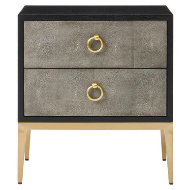 Deruta Two Drawer Grey Shagreen Effect Side Table