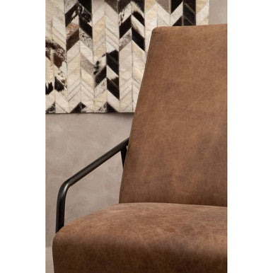 Hoxton Brown Leather Chair With Tapered Back.