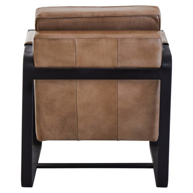 Buffalo Grey Leather Armchair With Black Iron Frame