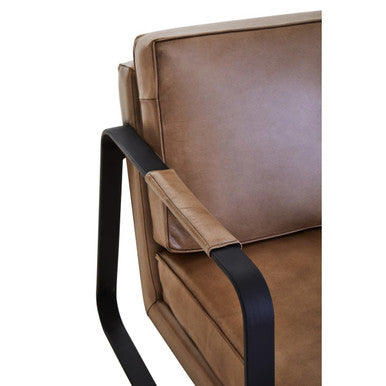 Buffalo Grey Leather Armchair With Black Iron Frame