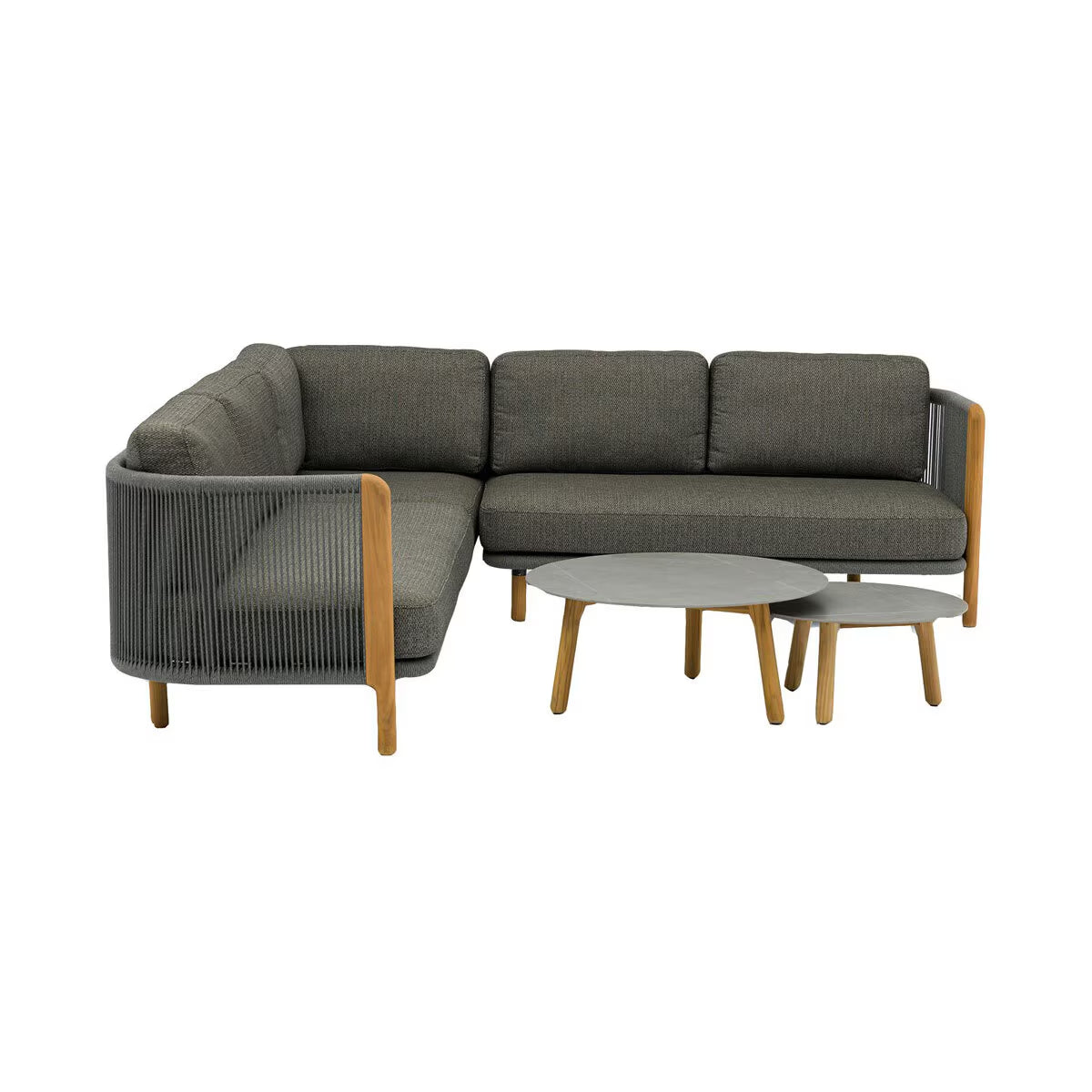 Bramblecrest Copenhagen Corner Sofa Patio Set with Duo round Coffee Tables