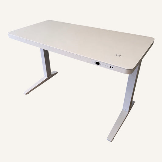E-Max Electric Height Adjustable Desk White (Glass Top) – Purus Life - BlissVeranda