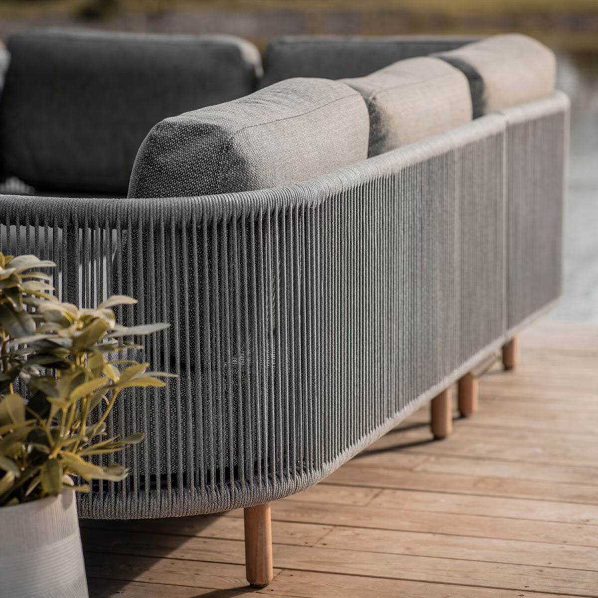 Bramblecrest Copenhagen Corner Sofa Patio Set with Duo round Coffee Tables