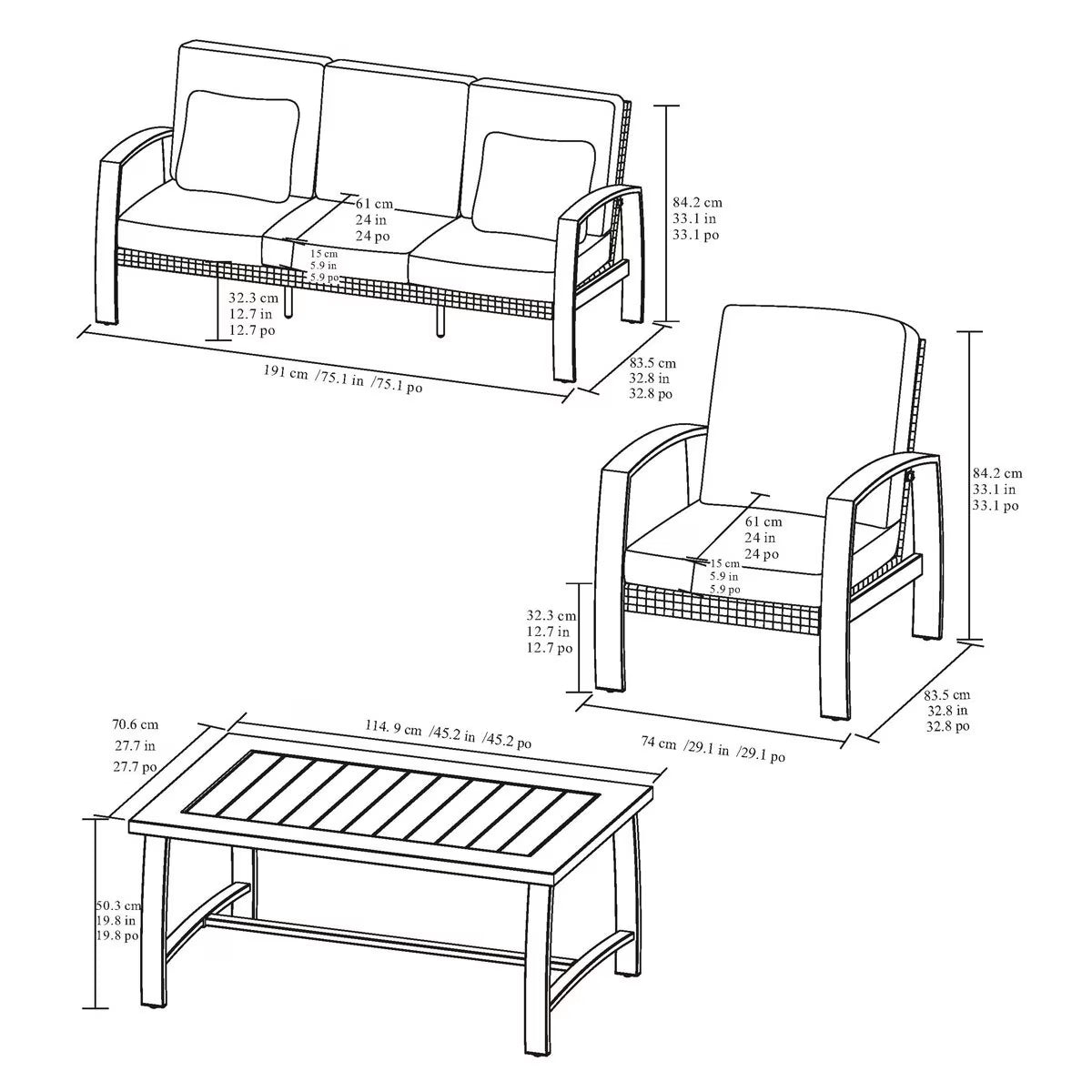 Luxury Agio Harper 4 Piece Woven Deep Seating Patio Set + Cover