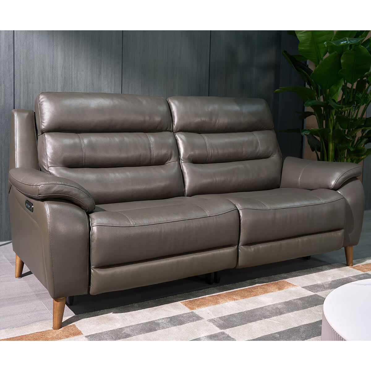 Luxury Ava Dark Grey Leather Power Reclining Large 2 Seater Sofa