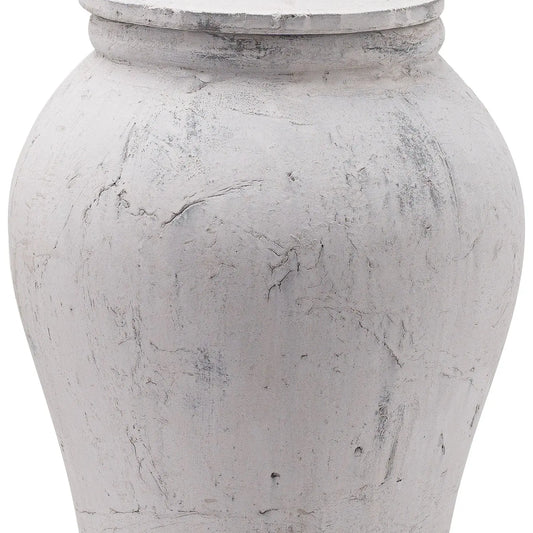 White textured urn on a white background