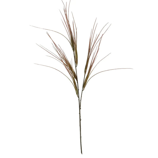 Artificial plant stem with long, thin leaves on a white background