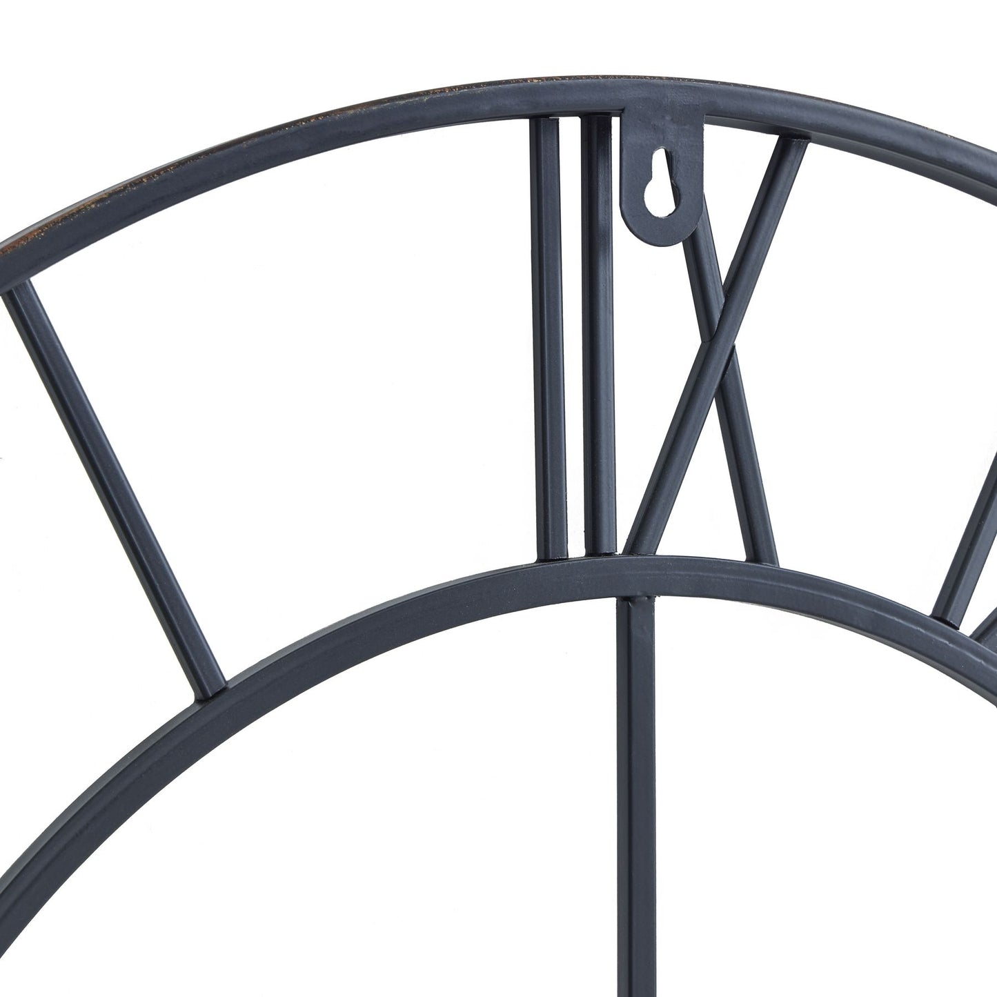 Close-up of a metal wheel with spokes on a white background