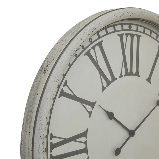 Vintage-style clock with Roman numerals on a white background