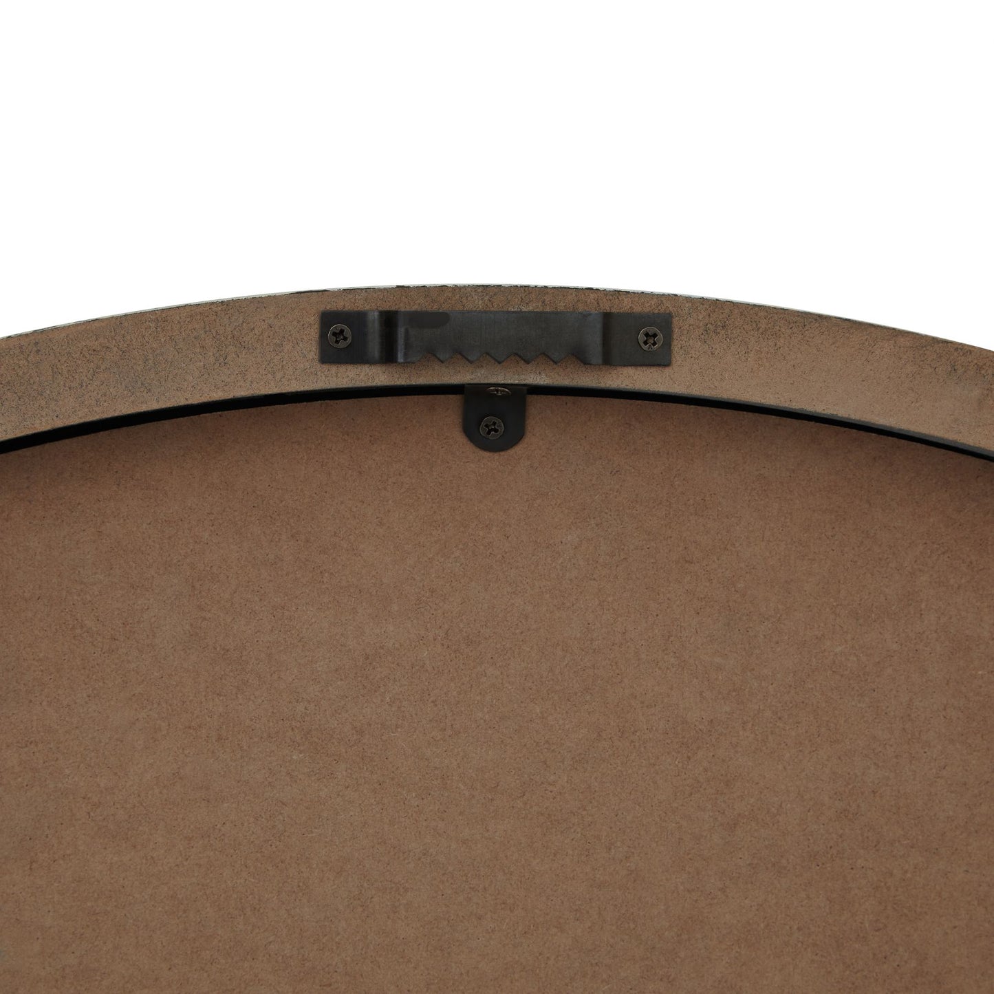 Brown round ottoman with a black handle on a white background