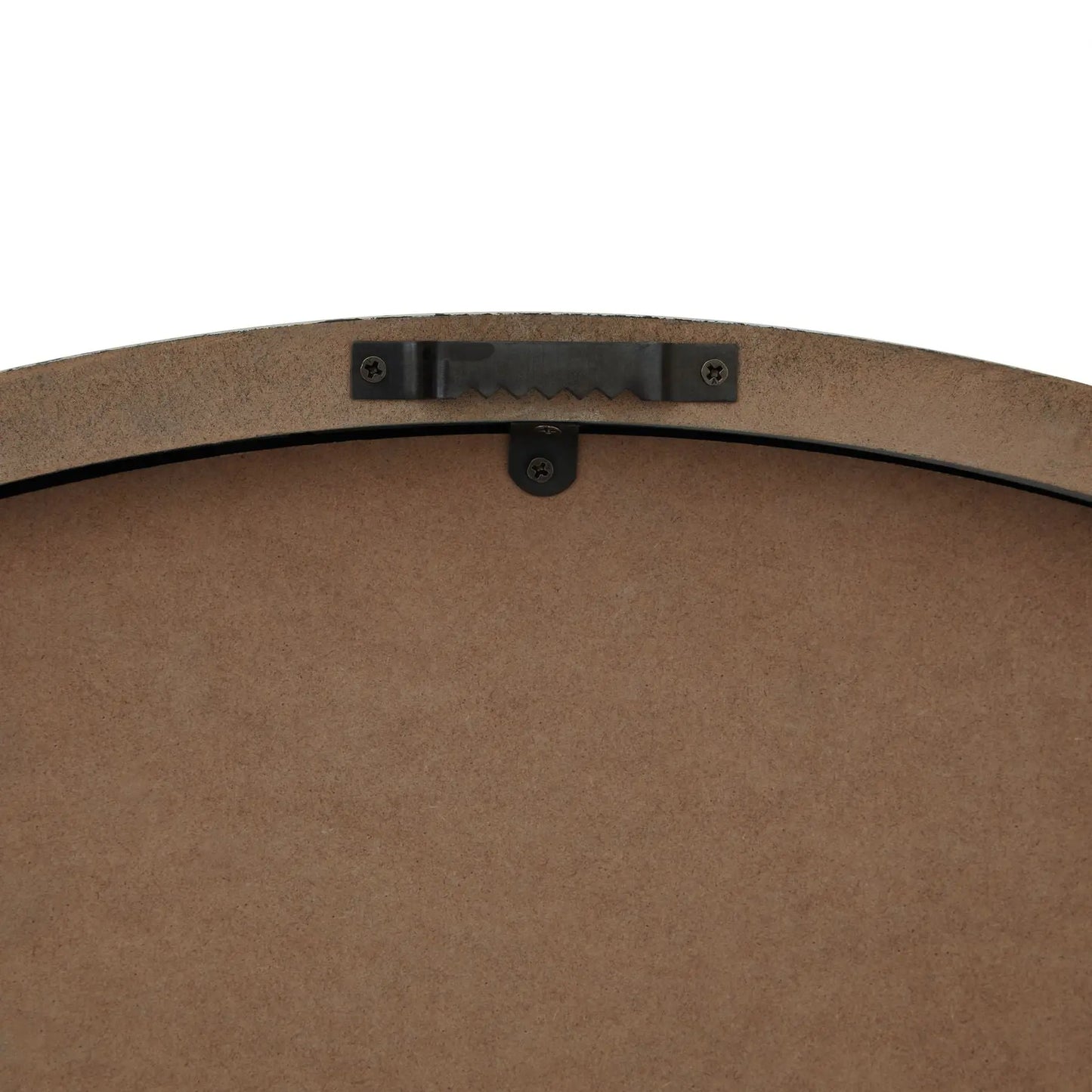 Brown round ottoman with a black handle on a white background