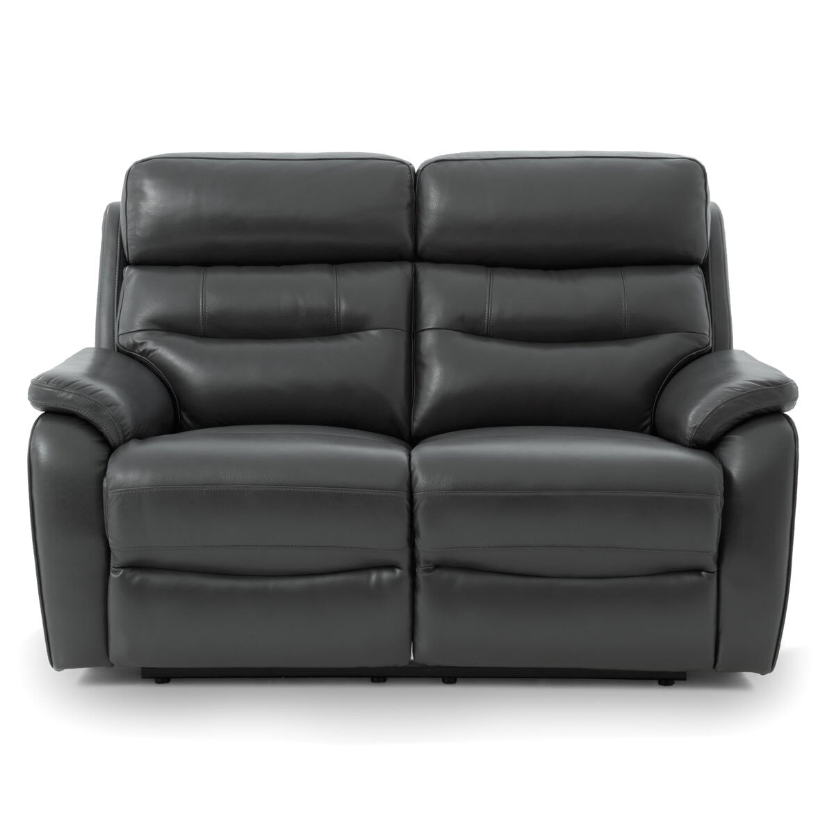 Luxury modern Fletcher Dark Grey Leather Power Reclining 2 Seater Sofa with Power Headrest