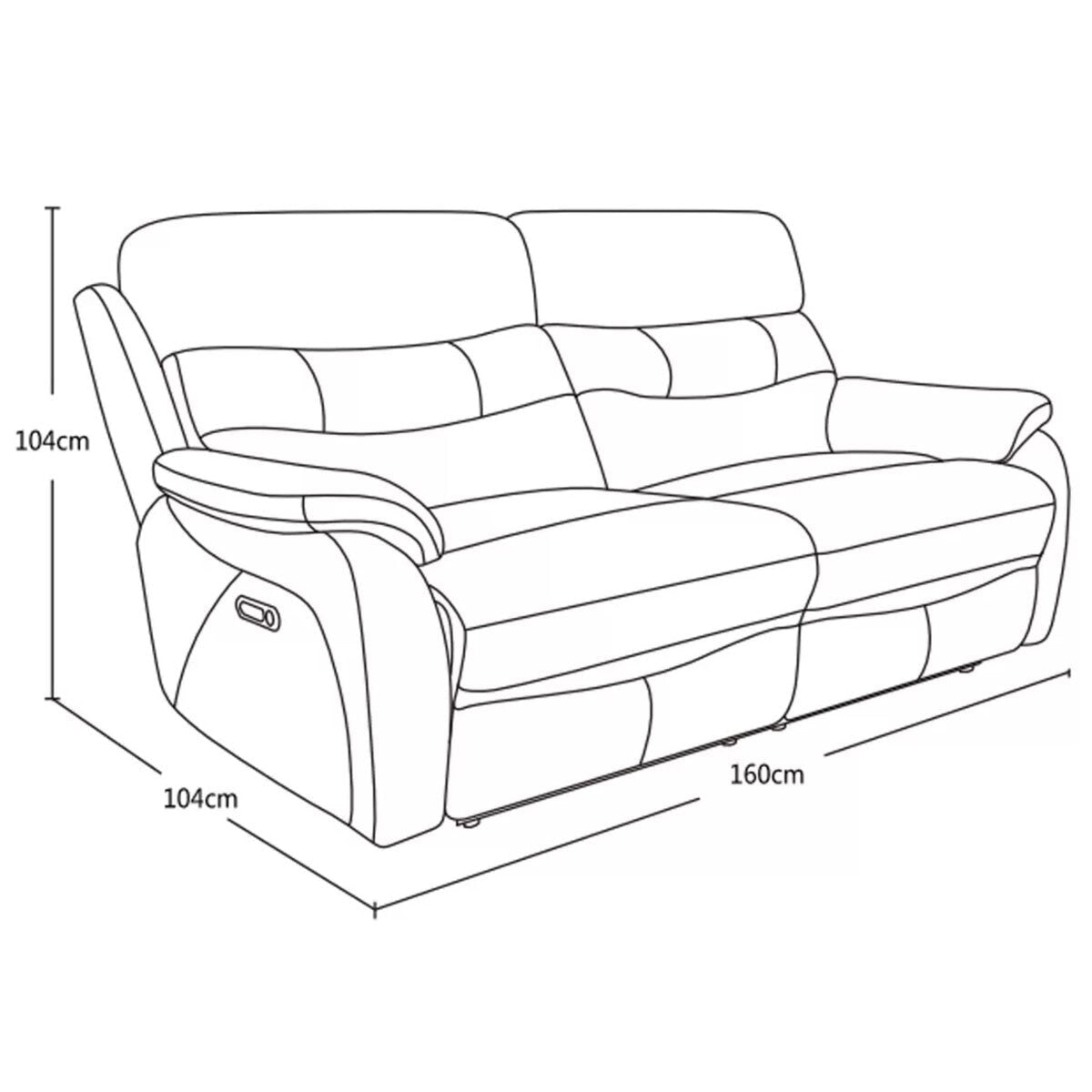 Luxury modern Fletcher Dark Grey Leather Power Reclining 2 Seater Sofa with Power Headrest