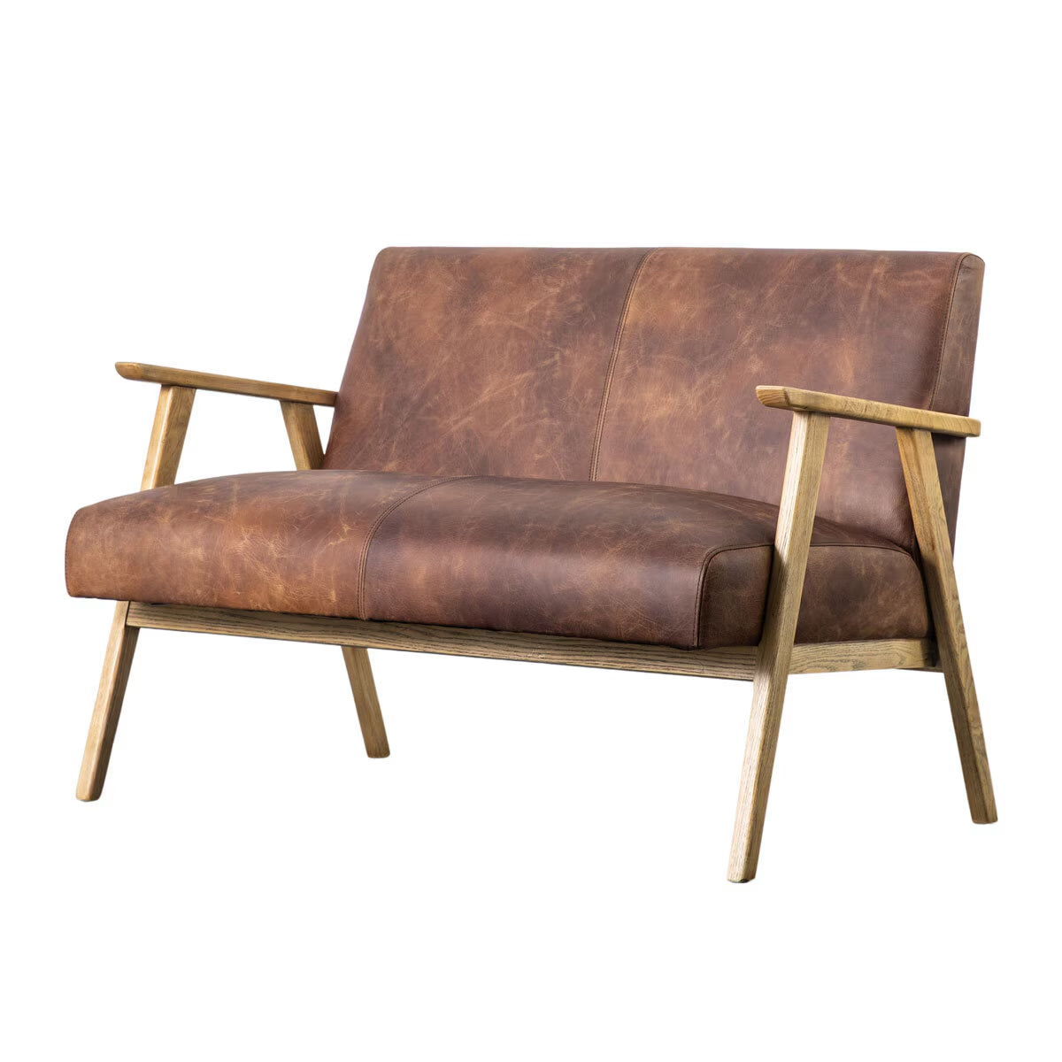 Gallery Neyland Brown Leather 2 Seater Sofa full comfort