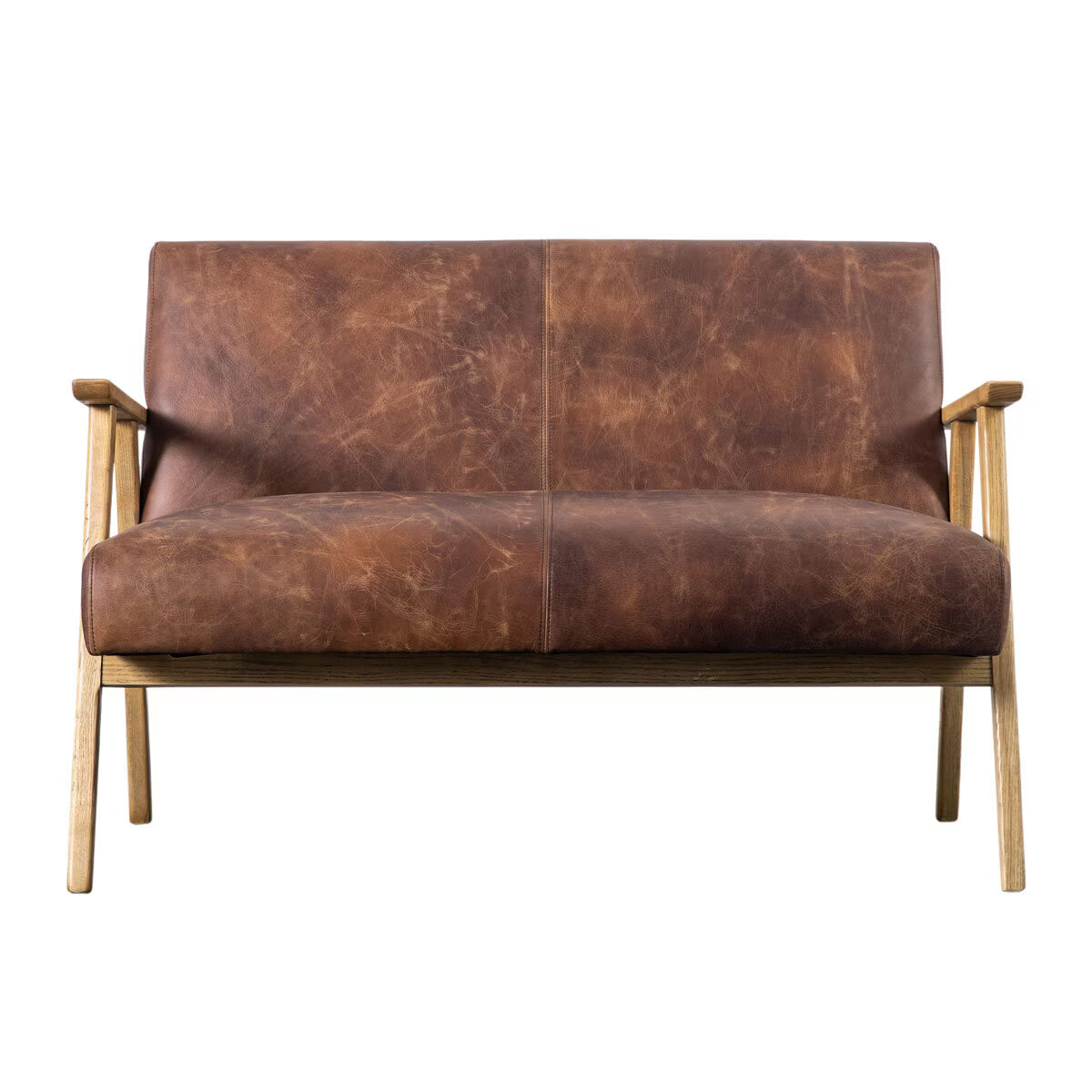 Gallery Neyland Brown Leather 2 Seater Sofa full luxury