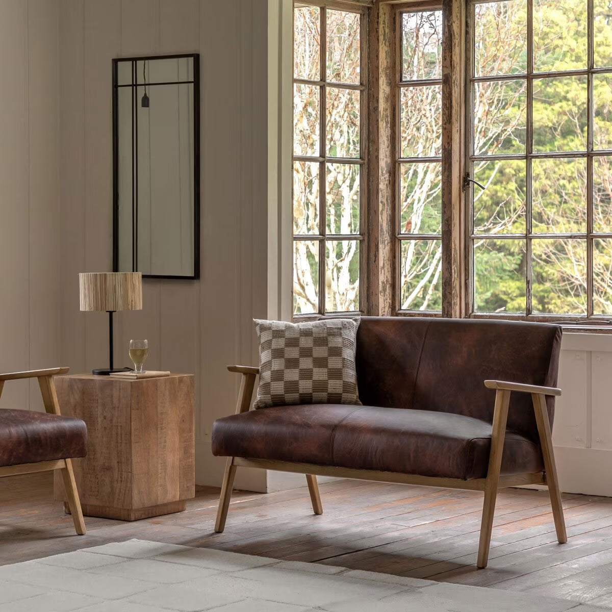 Gallery Neyland Brown Leather 2 Seater Sofa room set
