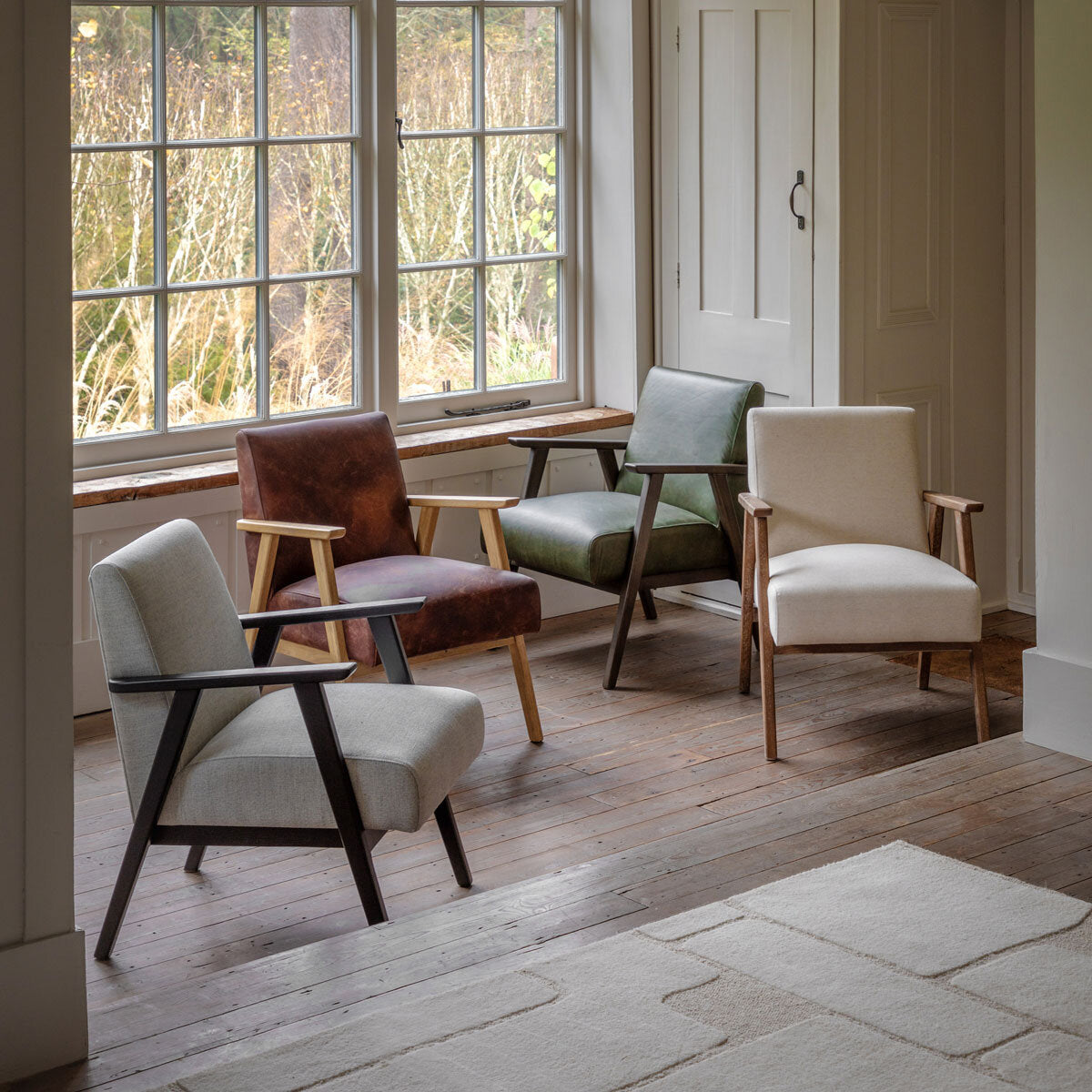 Gallery Neyland Green Leather Armchair_high quality