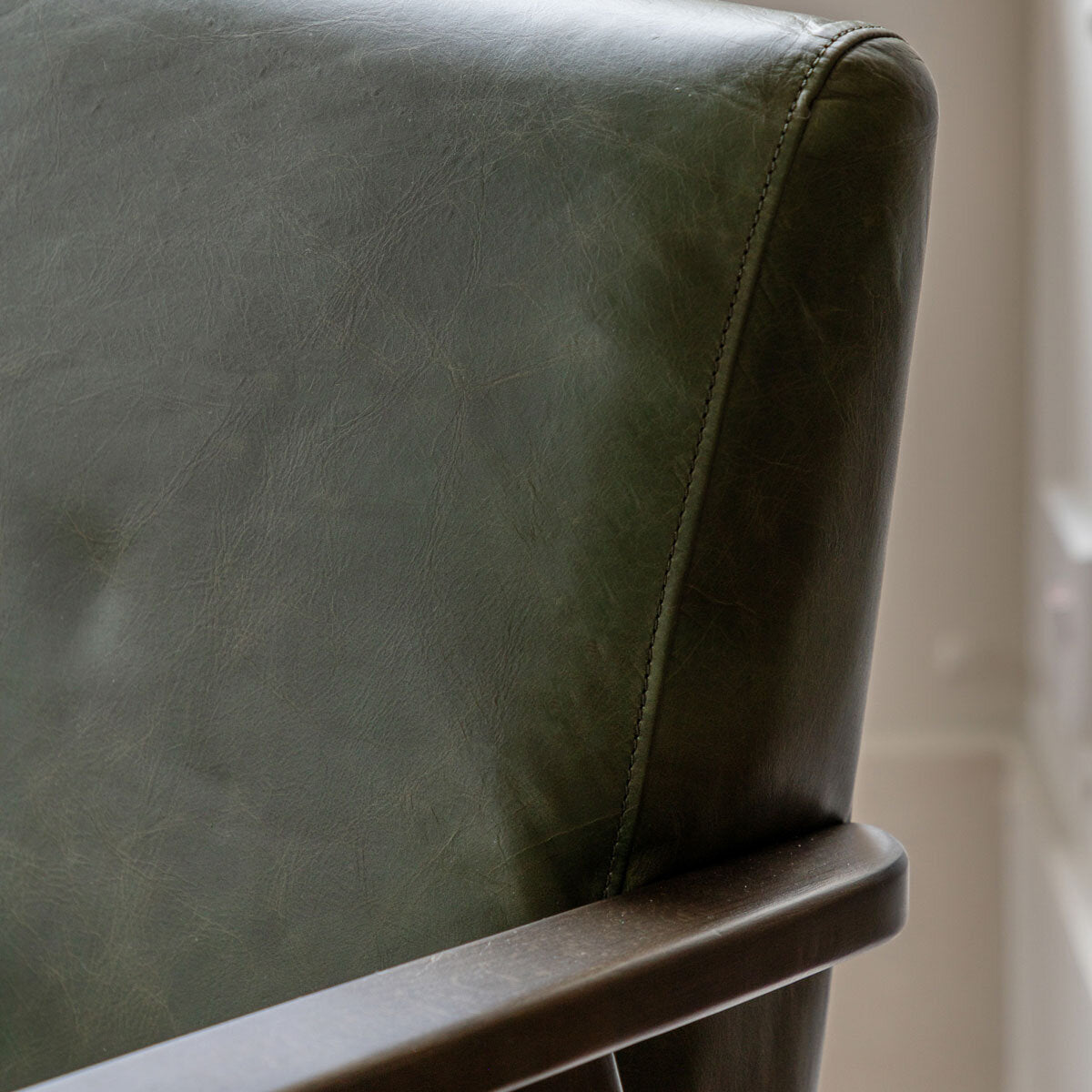 Gallery Neyland Green Leather Armchair_high quality