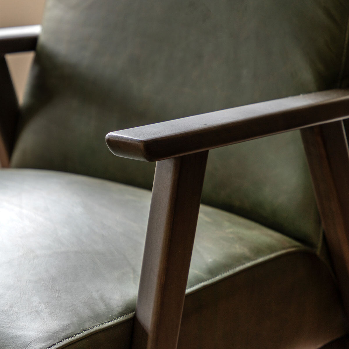 Gallery Neyland Green Leather Armchair_high quality