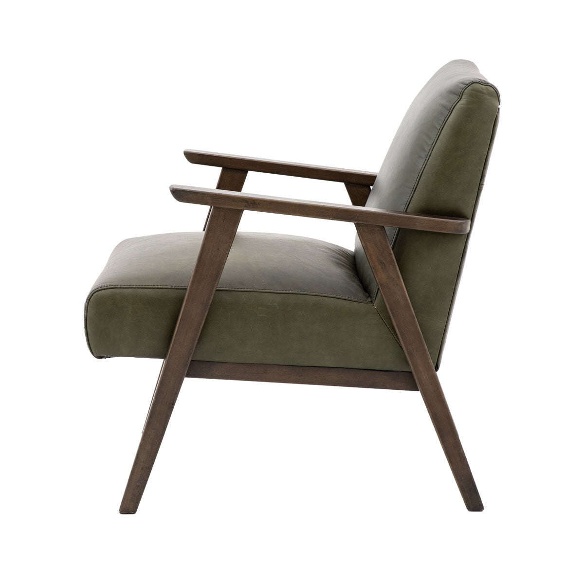 Gallery Neyland Green Leather Armchair_side