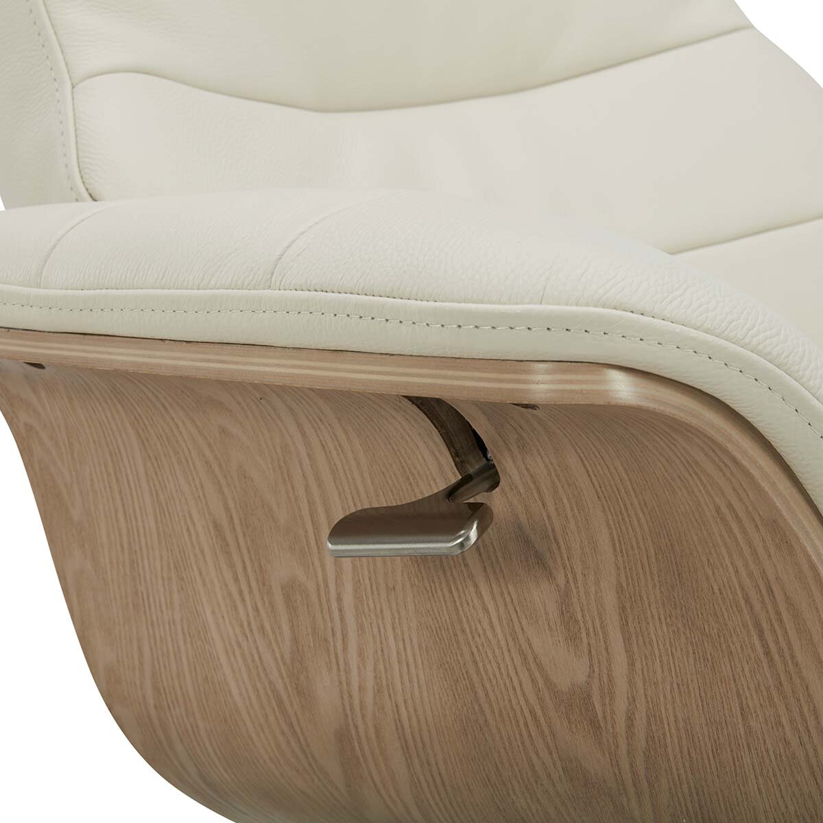 Modern Luxury Gilman Creek Karma Cream Top Grain Leather Swivel Chair with Ottoman