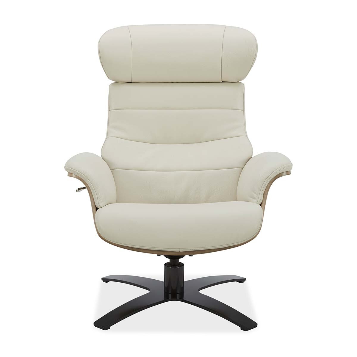 Modern Luxury Gilman Creek Karma Cream Top Grain Leather Swivel Chair with Ottoman