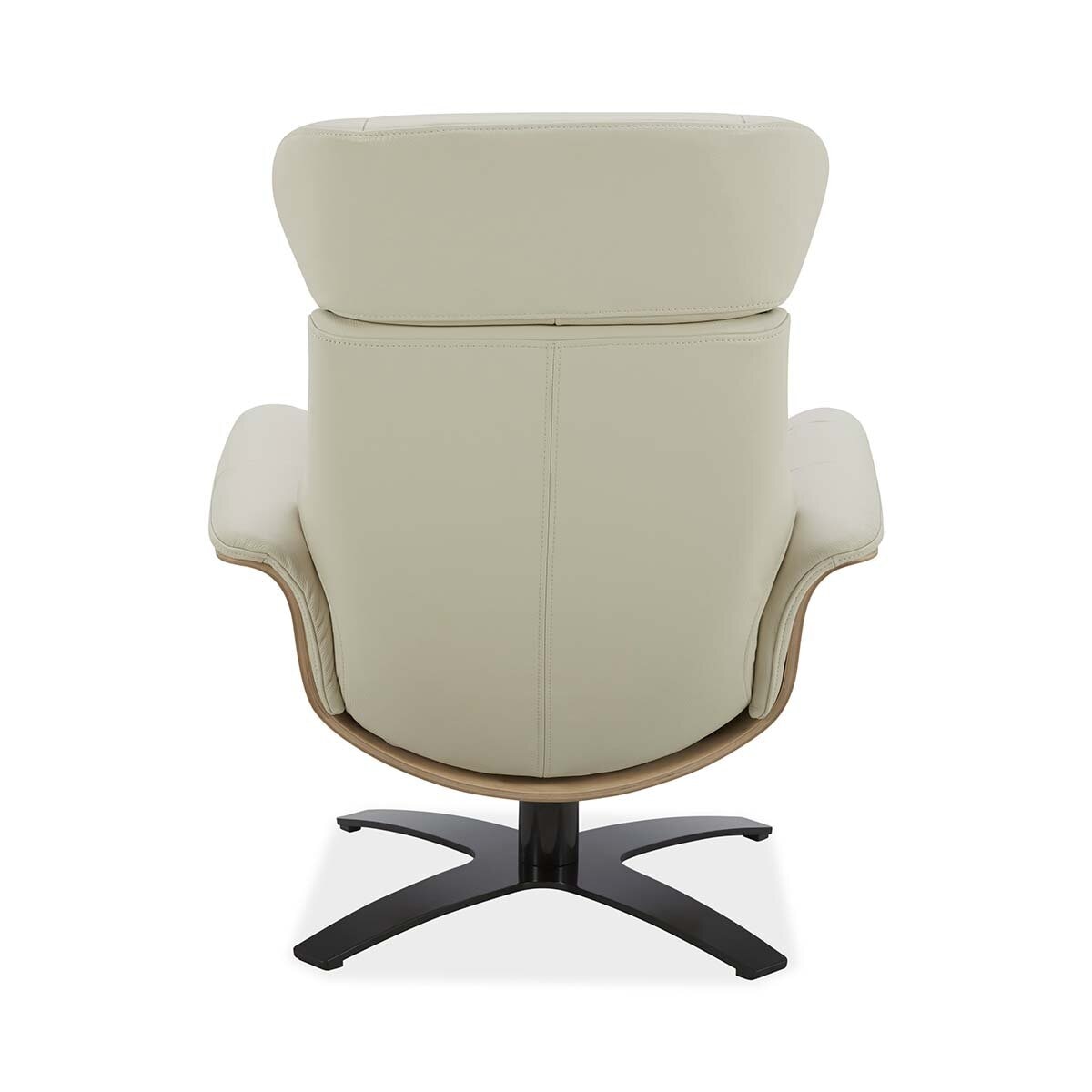 Modern Luxury Gilman Creek Karma Cream Top Grain Leather Swivel Chair with Ottoman