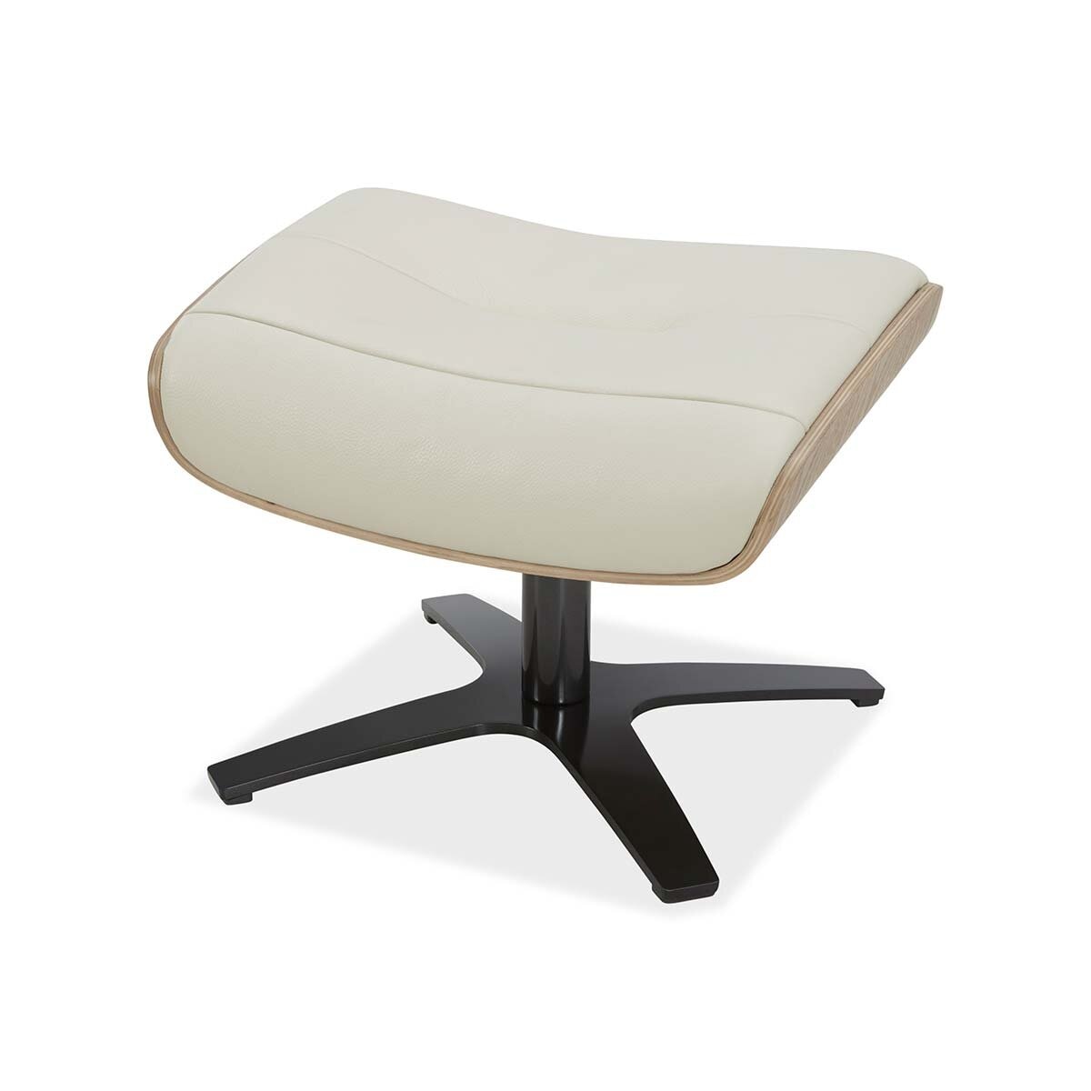 Modern Luxury Gilman Creek Karma Cream Top Grain Leather Swivel Chair with Ottoman