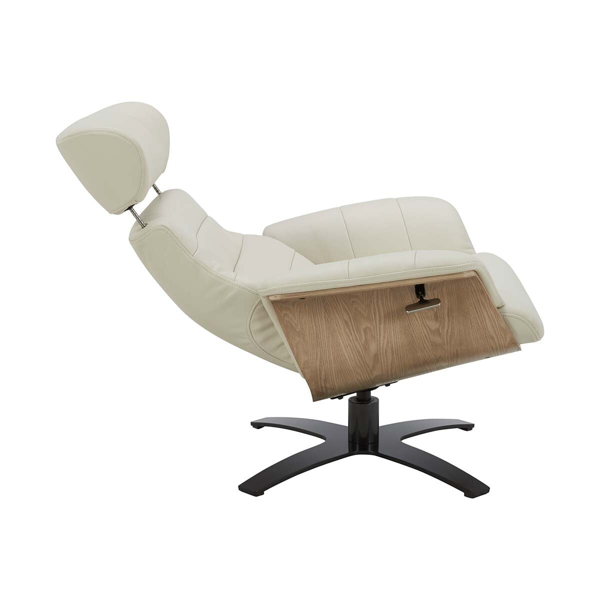 Modern Luxury Gilman Creek Karma Cream Top Grain Leather Swivel Chair with Ottoman