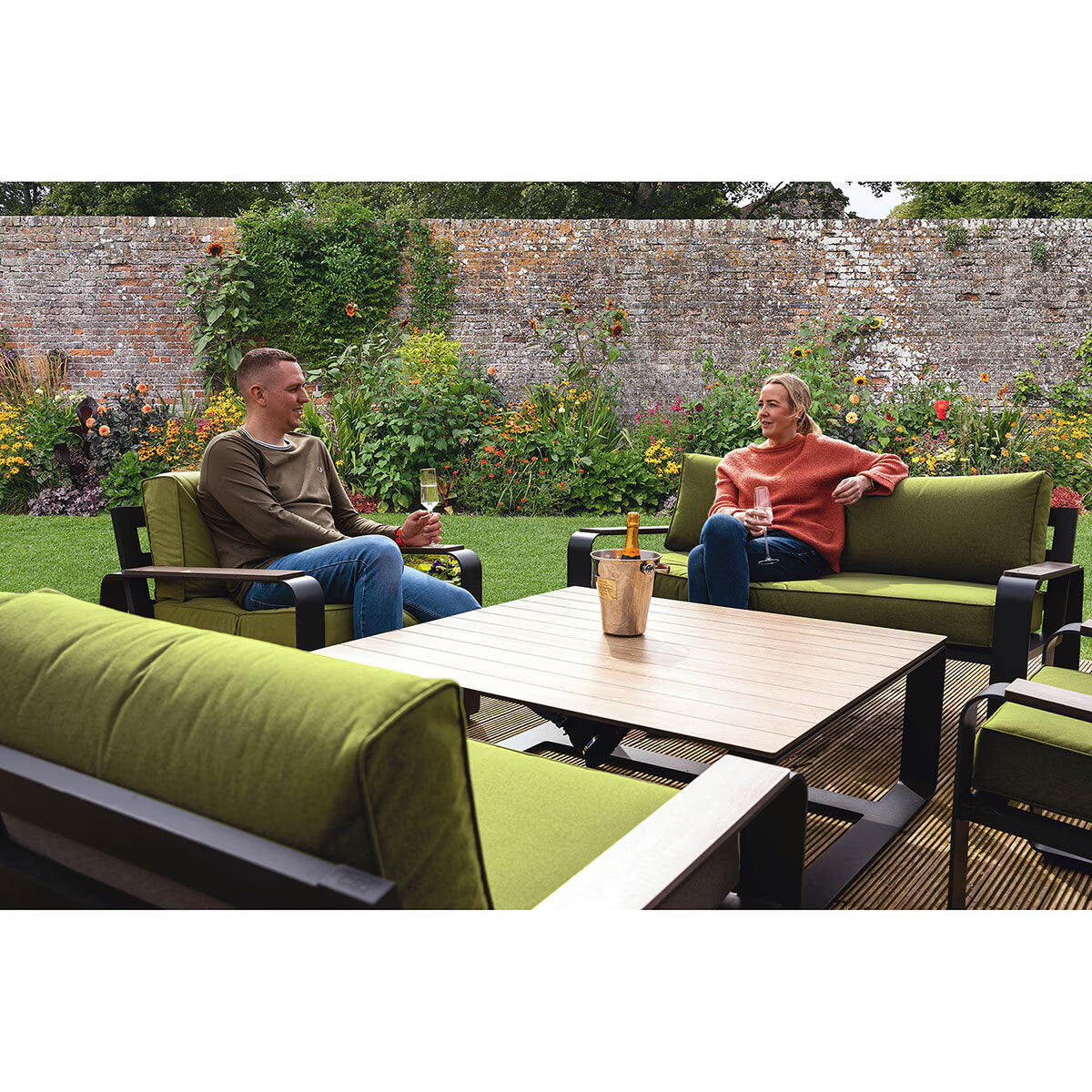 High quality Stone Garden 5 Piece Deep Seating Patio Set in Green