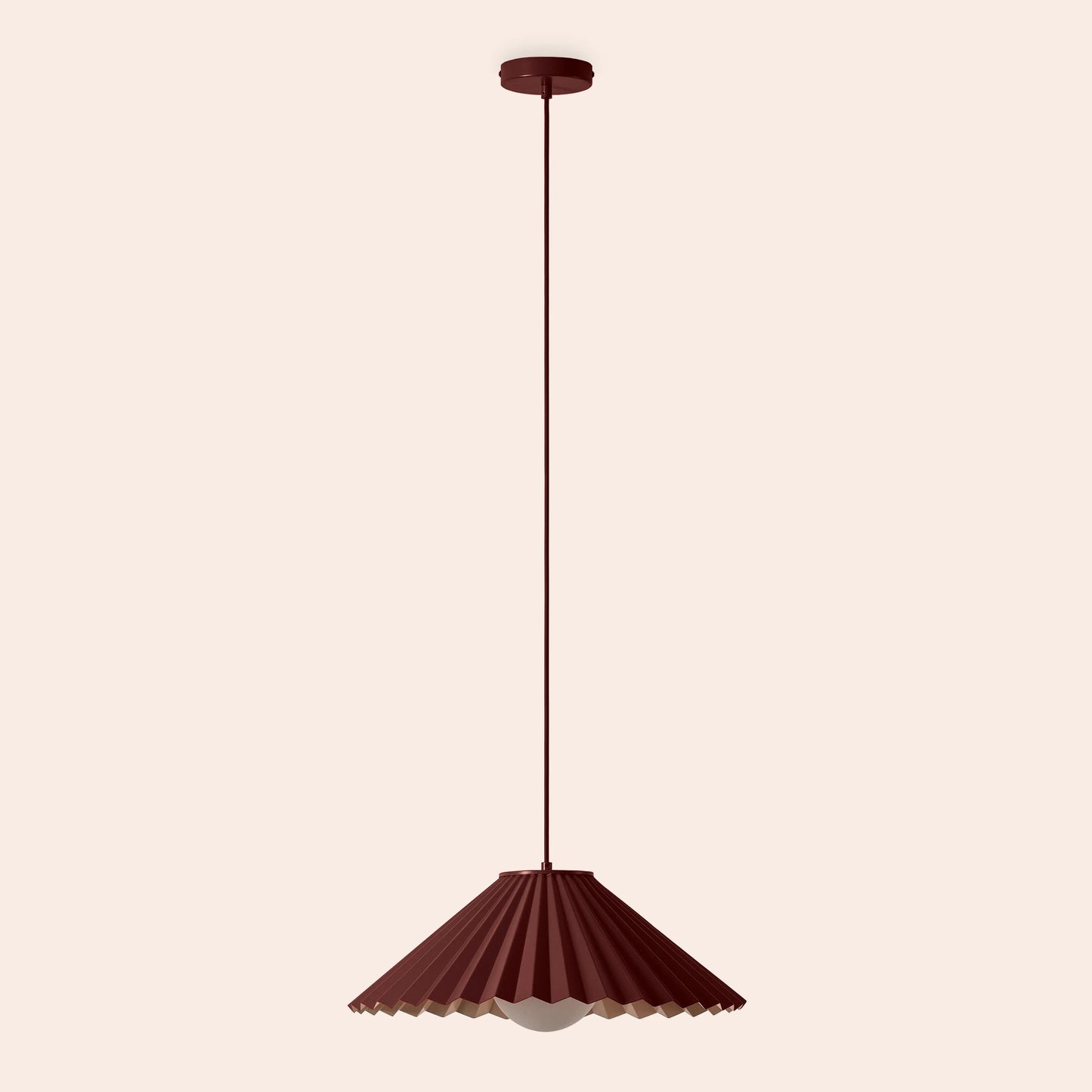 Burgundy large pleat pendant ceiling light - BlissVeranda