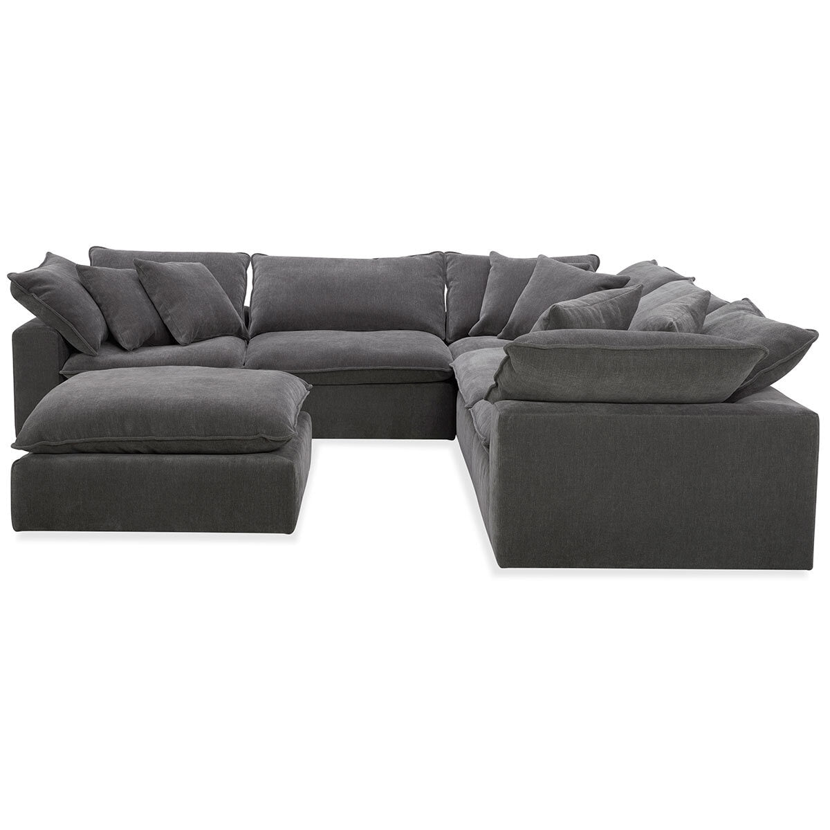 Luxury Aiden & Ivy Sereen Dark Grey Fabric 6 Piece Modular Sofa