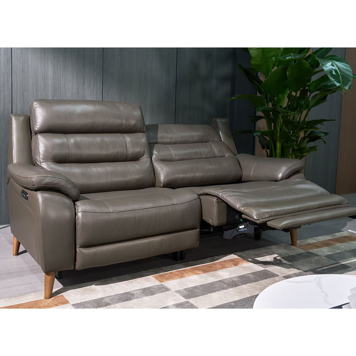 Luxury Ava Dark Grey Leather Power Reclining Large 2 Seater Sofa