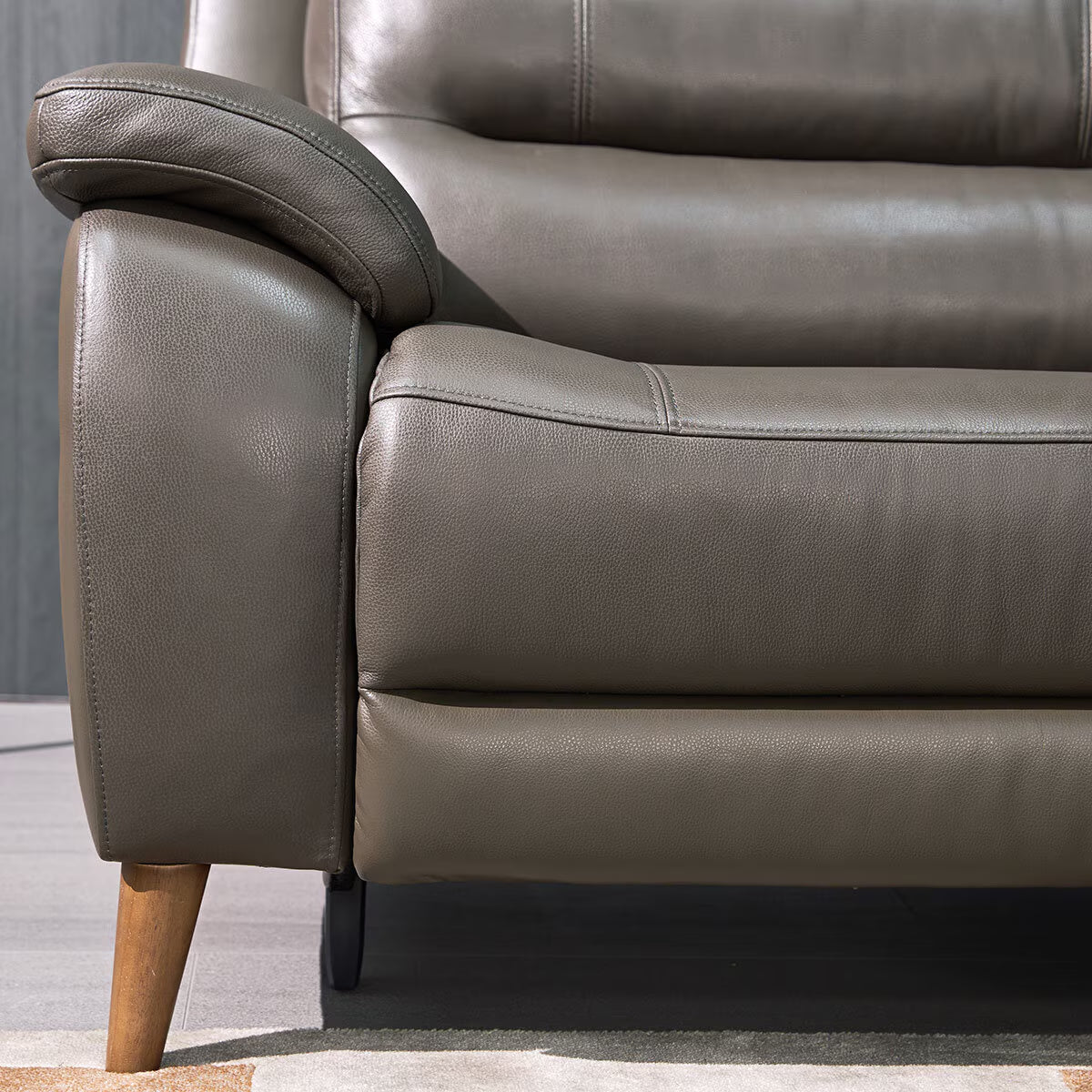Luxury Ava Dark Grey Leather Power Reclining Large 2 Seater Sofa