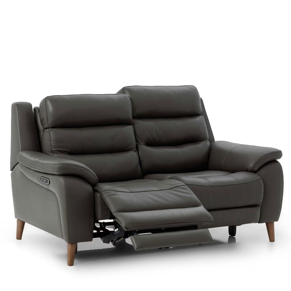 Luxury Ava Dark Grey Leather Power Reclining Large 2 Seater Sofa