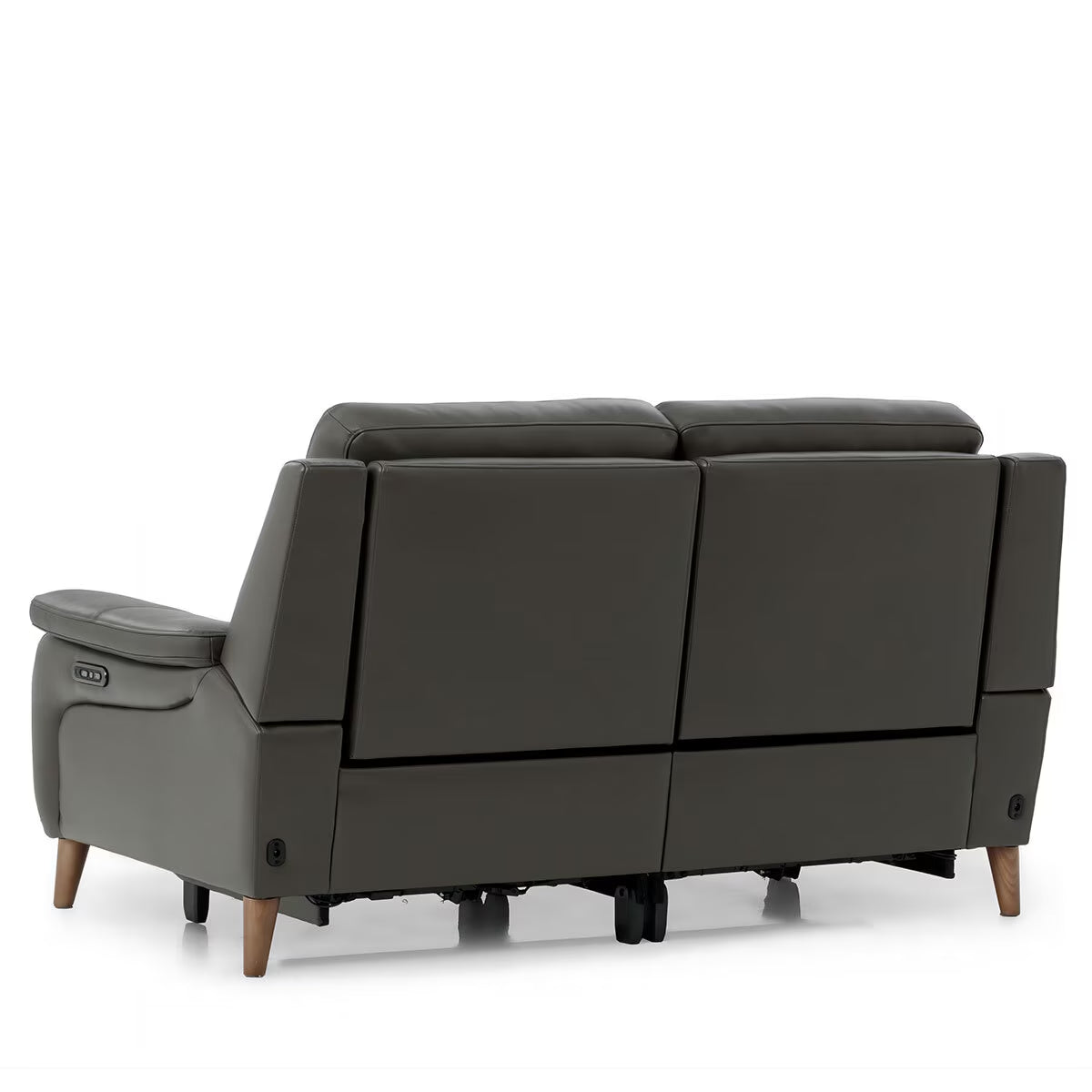 Luxury Ava Dark Grey Leather Power Reclining Large 2 Seater Sofa