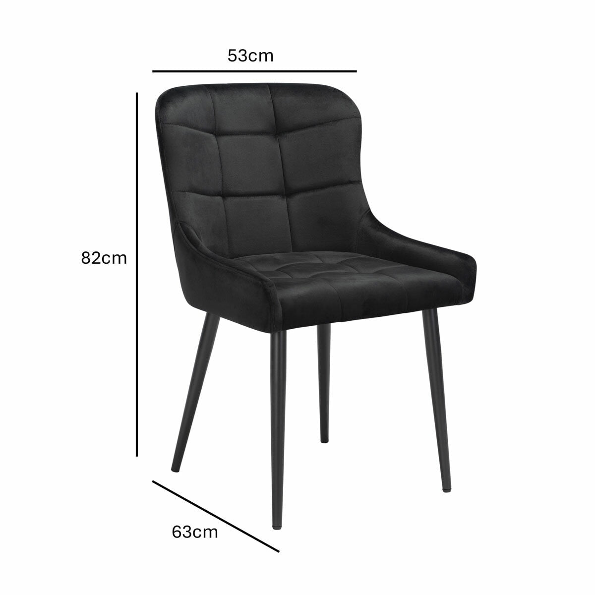 Luxury Indus Valley Kia Black Velvet Dining Chair, 2 Pack