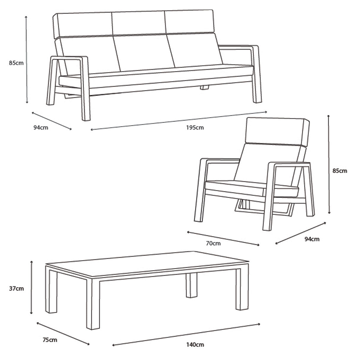 Luxury LIFE Outdoor Living Laguna 4 Piece Recliner Set